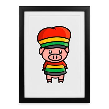 Sweet Jamaica piggy - design - Framed poster (27 × 37 cm) - black - Front