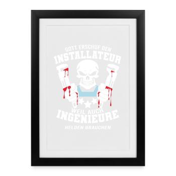 Chemise d’installateur Dieu a créé l’installateur - Affiche encadrée (27 × 37 cm) - noir - Devant