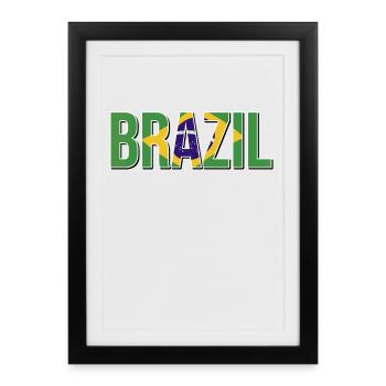 Brazilian flag typography - Framed poster (27 × 37 cm) - black - Front