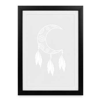 Dream catcher crescent moon open to the right - Framed poster (27 × 37 cm) - black - Front