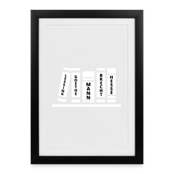Lessing, Goethe, homme, Brecht, Hesse - Affiche encadrée (27 × 37 cm) - noir - Devant