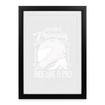 Cadeau de motocycliste - Affiche encadrée (27 × 37 cm) - noir - Devant