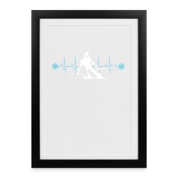 Chemise de battement de coeur de ski pour skieurs - Affiche encadrée (27 × 37 cm) - noir - Devant