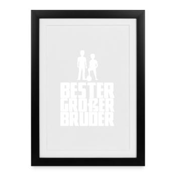 Bester großer Bruder - Gerahmtes Poster (27 × 37 cm) - Schwarz - Vorne