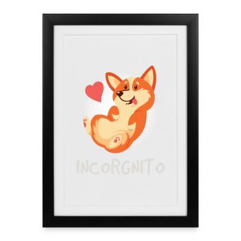 Corgi Chien de garde Chien - Affiche encadrée (27 × 37 cm) - noir - Devant