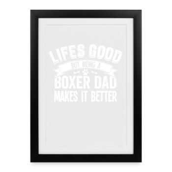 Boxer Dog Mens Être un père boxeur le rend meilleur - Affiche encadrée (27 × 37 cm) - noir - Devant