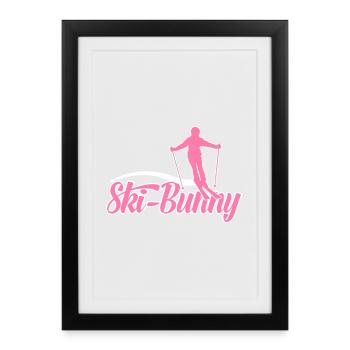 Ski-Hase - Gerahmtes Poster (27 × 37 cm) - Schwarz - Vorne