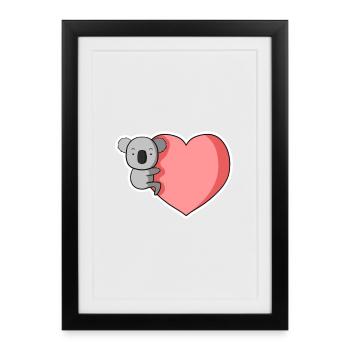 Câlin au cœur du koala - Affiche encadrée (27 × 37 cm) - noir - Devant