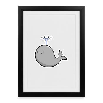 baleine - Affiche encadrée (27 × 37 cm) - noir - Devant