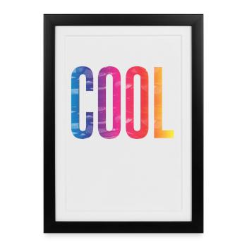 Texte en bois dégradé COOL - Affiche encadrée (27 × 37 cm) - noir - Devant
