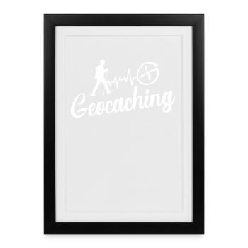 Logo de Trailrunner géocaching - Affiche encadrée (27 × 37 cm) - noir - Devant