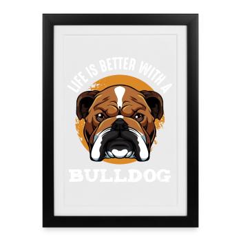 Motif de Bulldog Joie de vivre shirt - Affiche encadrée (27 × 37 cm) - noir - Devant