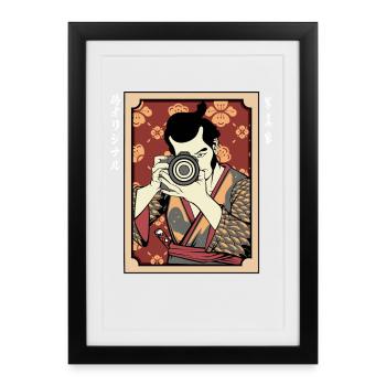 Portrait de l’appareil photo kimono - Affiche encadrée (27 × 37 cm) - noir - Devant
