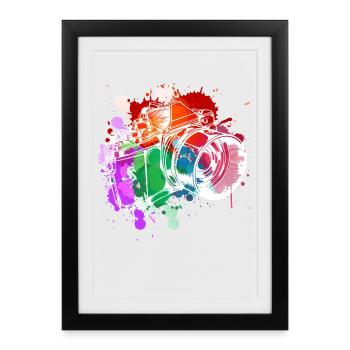 Art photo coloré - Affiche encadrée (27 × 37 cm) - noir - Devant