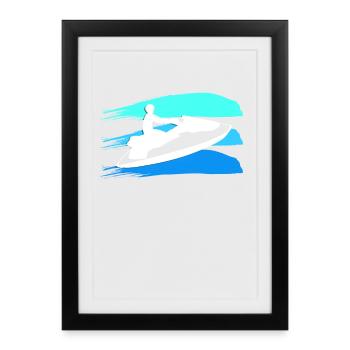 Éclaboussure de couleur de conducteur de jet ski - Affiche encadrée (27 × 37 cm) - noir - Devant