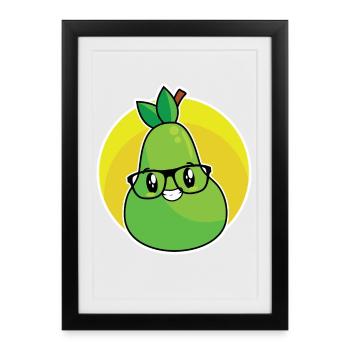 Poire - Affiche encadrée (27 × 37 cm) - noir - Devant