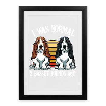 J’étais un Basset Hound normal de 2 Basset Hogo - Affiche encadrée (27 × 37 cm) - noir - Devant
