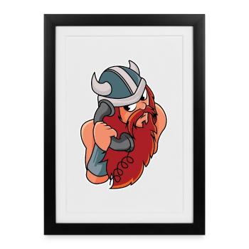 Vikings on the phone - design - Framed poster (27 × 37 cm) - black - Front