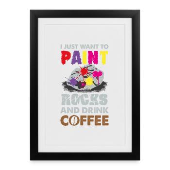 Cadeau d'art de pierres de peinture - Affiche encadrée (27 × 37 cm) - noir - Devant