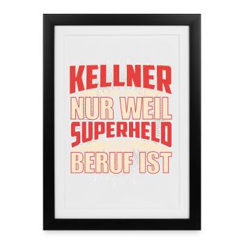 Kellner Superheld - Gerahmtes Poster (27 × 37 cm) - Schwarz - Vorne