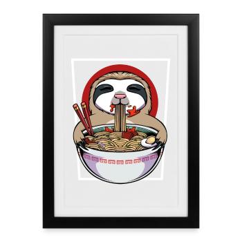 Fiesta de Ramen Paresseux - Affiche encadrée (27 × 37 cm) - noir - Devant