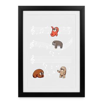 Music slots on note bars - Framed poster (27 × 37 cm) - black - Front