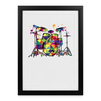 Tambours Kaléidoscope - Affiche encadrée (27 × 37 cm) - noir - Devant