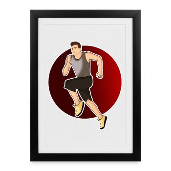 Course à pied - Coureurs - Affiche encadrée (27 × 37 cm) - noir - Devant