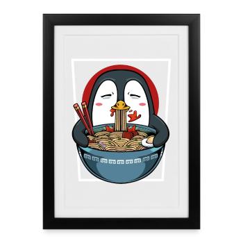 Magie des nouilles manchots - Affiche encadrée (27 × 37 cm) - noir - Devant