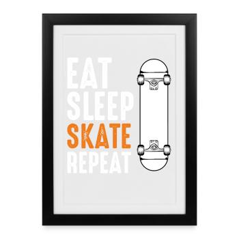 Eat Sleep Skate Repeat - Framed poster (27 × 37 cm) - black - Front