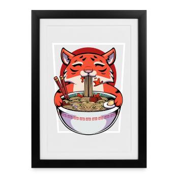 Bol de ramen Kawaii Panda - Affiche encadrée (27 × 37 cm) - noir - Devant