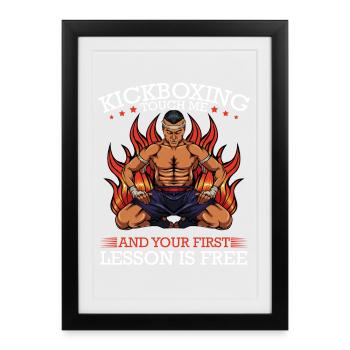 Kickboxing Fire: First Lesson Free - Framed poster (27 × 37 cm) - black - Front