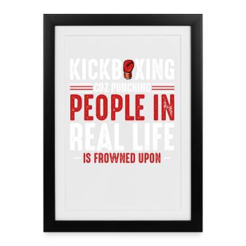 Dicton-réverbe du kickboxing - Affiche encadrée (27 × 37 cm) - noir - Devant