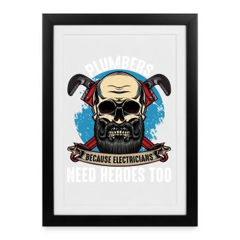 Motif de crâne des héros plombiers - Affiche encadrée (27 × 37 cm) - noir - Devant