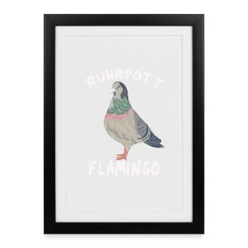 Ruhrpott Flamingo pigeon mining - Framed poster (27 × 37 cm) - black - Front