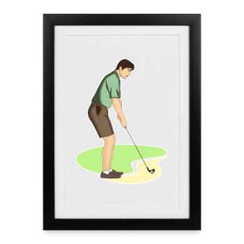 Golf | Golf | Golfeur | Jouez au golf - Affiche encadrée (27 × 37 cm) - noir - Devant
