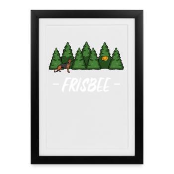 Frisbee chien de forêt dans le vert - Affiche encadrée (27 × 37 cm) - noir - Devant