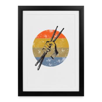 Tambour batons batteur - Affiche encadrée (27 × 37 cm) - noir - Devant