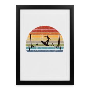 Surf surf rétro - Affiche encadrée (27 × 37 cm) - noir - Devant