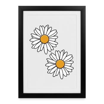Daisies design in black and white - Framed poster (27 × 37 cm) - black - Front