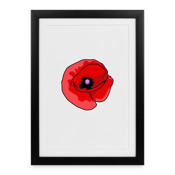 Coquelicot artistique sur toile - Affiche encadrée (27 × 37 cm) - noir - Devant