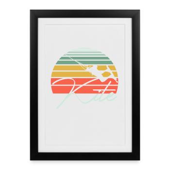 Kitesurf kite surfers - Affiche encadrée (27 × 37 cm) - noir - Devant
