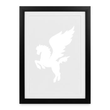 Pegasus Cheval volaille Mythologie grecque - Affiche encadrée (27 × 37 cm) - noir - Devant