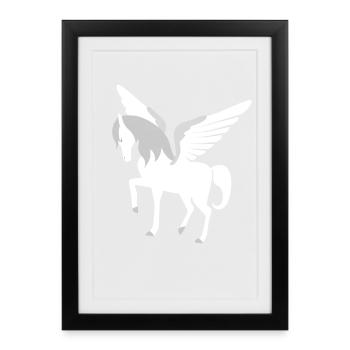 Pegasus Cheval volaille Mythologie grecque - Affiche encadrée (27 × 37 cm) - noir - Devant