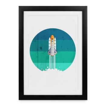Space rocket rocket launch - Framed poster (27 × 37 cm) - black - Front