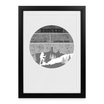 Je pars en randonnée - Brocken Harz - Affiche encadrée (27 × 37 cm) - noir - Devant