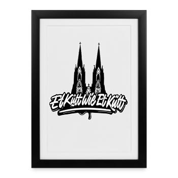 Köln Et Kütt Wie Et Kütt Kölner Grundgesetz Kölsch - Gerahmtes Poster (27 × 37 cm) - Schwarz - Vorne