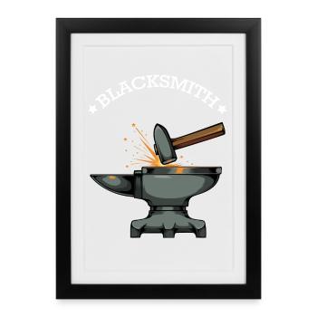 Forge Sparks and Anvil - Framed poster (27 × 37 cm) - black - Front
