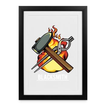 L’art de l’outil de feu du forgeron - Affiche encadrée (27 × 37 cm) - noir - Devant