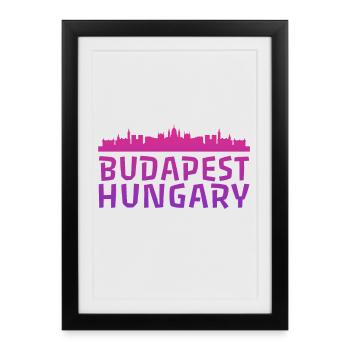 La ligne d’horizon de Budapest à l’aquarelle - Affiche encadrée (27 × 37 cm) - noir - Devant